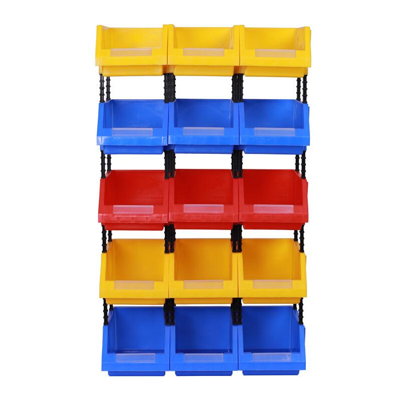 Shelf Slant Mouth Sorting Storage Box Parts Box Combined Material Box Plastic Box Q2 250 * 150 * 120mm Red (10 Set)