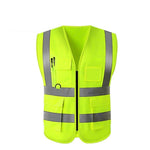 6 Pieces Reflective Vest Reflective Clothing Traffic Cycling Vest Car Safety Warning Vest Police Sanitation Construction Duty Safety Suit Fluorescent Mesh Multi-pocket Zipper