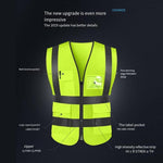 6 Pieces Reflective Vest Reflective Clothing Traffic Cycling Vest Car Safety Warning Vest Police Sanitation Construction Duty Safety Suit Fluorescent Mesh Multi-pocket Zipper