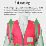 10 Pieces Reflective Vest Zipper Multi-Pocket Safety Vest Traffic Safety Warning Vest 4 Reflective Strips for Sanitation Construction Riding - Fluorescent Red