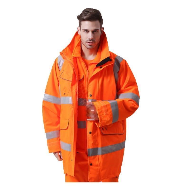 High End Windproof High Oxford Cloth Rainproof Coat Fluorescent Orange Size S-3xL