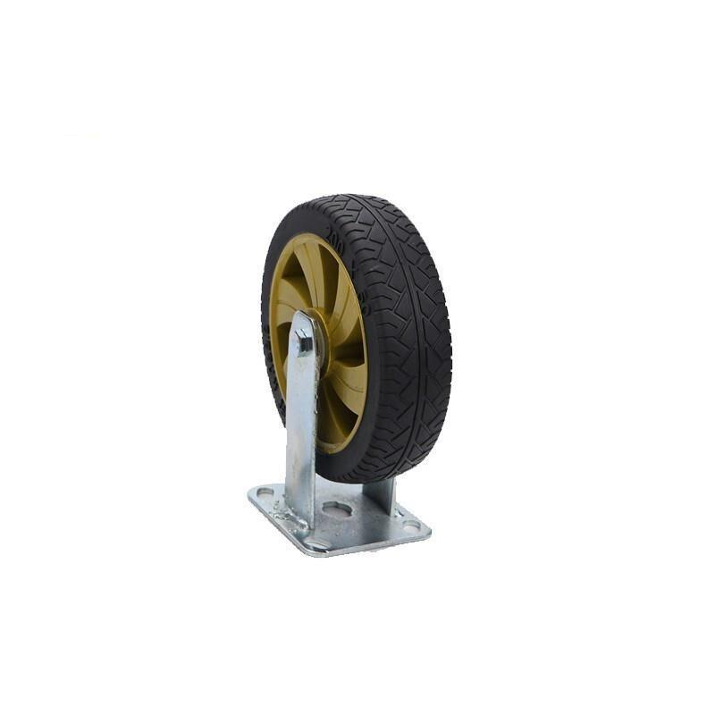 8 Inch Directional Wheel Caster Silent Solid Rubber Wheel Flat Wheel Barrow Wheel Heavy Caster Black Gold
