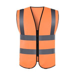 10 Pieces Safety Vest Zipper Reflective Vest Fluorescent Orange Safety Warning Vest 4 Reflective Strips for Sanitation Construction Riding - Orange