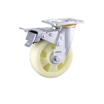 C1-8 Inch Flat Bottom Double Brake Heavy Beige Polypropylene (pp) Caster Universal Wheel 6 Pieces / Box