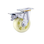 C1-8 Inch Flat Bottom Double Brake Heavy Beige Polypropylene (pp) Caster Universal Wheel 6 Pieces / Box