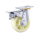 C1-8 Inch Flat Bottom Double Brake Heavy Beige Polypropylene (pp) Caster Universal Wheel 6 Pieces / Box