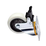 4 Sets 4 Inch Flat Bottom Plastic Caster Double Brake Milky White Polypropylene (PP) Caster Medium Universal Wheel