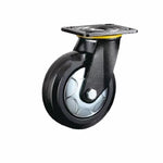 4 Sets 6 Inch Flat Bottom Movable Caster Black High Elastic Natural Rubber (ER) Caster Universal Wheel