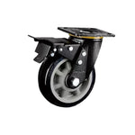 8 Inch Plate Swivel Casters with Double Brake Heavy Duty Wheel Gray Core Black Polyurethane Caster Universal Wheel - 1Pcs