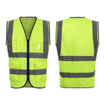 6 Pieces High Visibility Multi-Pocket Reflective Vest Zipper Safety Vest for Outdoor Night Working Riding Running