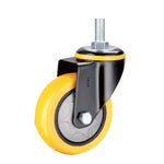 3 Inch Yellow Movable Caster Polyurethane (PU) Caster Medium Single Ball Bearing Universal Wheel - 4pcs