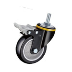 4Pcs 2.5-Inch Medium Duty Plastic Casters with double Brake Black Polyurethane (PU) Caster with Single Ball Bearing Universal Wheel - 4Pcs