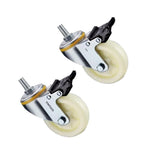 B7-2.5 Inch Lead Screw Plastic Double Brake Beige Polypropylene (PP) Caster Medium Double Ball Bearing Universal Wheel 4 Sets / Set