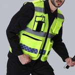 Mesh Type Night Work Reflective Vest Highlight Warning Reflective Vest Safety Suit for Traffic Engineering Construction - Fluorescent Green