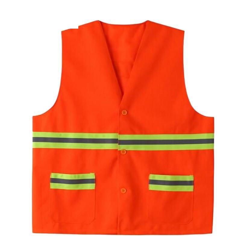 10 Pieces Reflective Vest Sanitary Waistcoat Reflective Safety Vest Work Clothing for Cleaning Workers Highway Construction- Orange with Hat