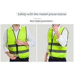 10 Pieces High Visibility Reflective Safety Vests Zipper Reflective Vest Fluorescent Yellow Breathable Construction Workwear