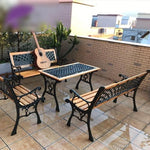 Balcony Outdoor Park Chair Square Community Bench Combination Outdoor Courtyard Solid Wood Bench Leisure Table And Chair