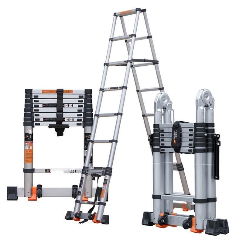 2.6m Vertical Ladder Telescopic Ladder Thickened Multi-functional Aluminum Alloy Engineering Folding Staircase [Thickened Vertical Ladder 2.6m, Step Distance 30cm]