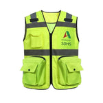 Reflective Clothing Textile Fabric Apricot Yellow One Size Fits All High Visibility Reflective Vest Safety Working Vest