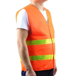 10 Pieces Orange Cloth Reflective Vest With Two Horizontal Yellow Reflective Strips On Site Garden Construction Project Traffic Sanitation Worker's Letterless Vest