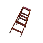 1.2m Creative Antique Wooden Ladder Western Style House Family Ladder Folding Aluminum Ladder Thickening Double-sided Wooden Ladder 4 Steps