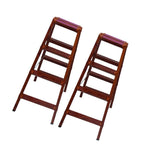 1.2m Creative Antique Wooden Ladder Western Style House Family Ladder Folding Aluminum Ladder Thickening Double-sided Wooden Ladder 4 Steps