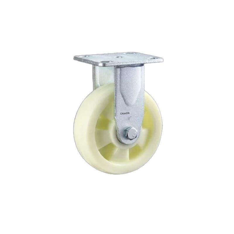 6 Inch Fixed Heavy Beige Polypropylene (PP) Caster Directional Wheel with Double Ball Bearings - 4pcs