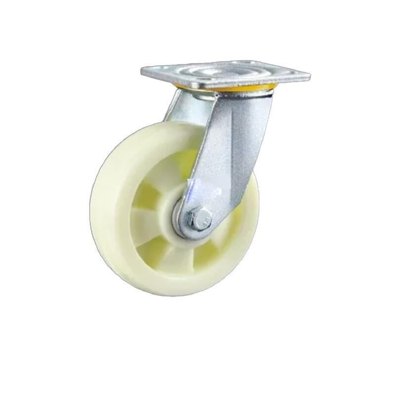 K1-5 Inch Flat Bottom Hardware Double Brake Double Axle Beige Polypropylene Caster 4 Medium And Heavy Universal Wheels / Set