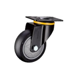 B6-5-Inch Flat Bottomed Movable Black Synthetic Rubber (TPR) Caster Medium Universal Wheel 4 Sets / Set