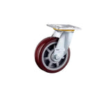 5 Inch Red Plate Swivel Casters 4pcs Pack Flat Bottom Movable Heavy Duty Polyurethane Caster Universal Wheel - 4pcs