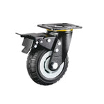 4 Sets 5 Inch Flat Bottom Caster Double Brake Heavy Gray Core Black Foam Caster Universal Wheel