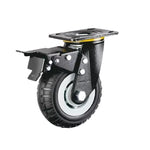 4 Sets 5 Inch Flat Bottom Caster Double Brake Heavy Gray Core Black Foam Caster Universal Wheel