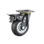 4PCS 4-Inch Heavy Duty Plate Swivel Casters with Double Brake Gray Core Black Foam Caster Universal Wheel - 4Pcs