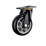 8 Inch Plate Swivel Wheels 4pcs Pack Movable Heavy Duty Casters Gray Core Black Polyurethane Caster Universal Wheel with Double Ball Bearings - 4pcs