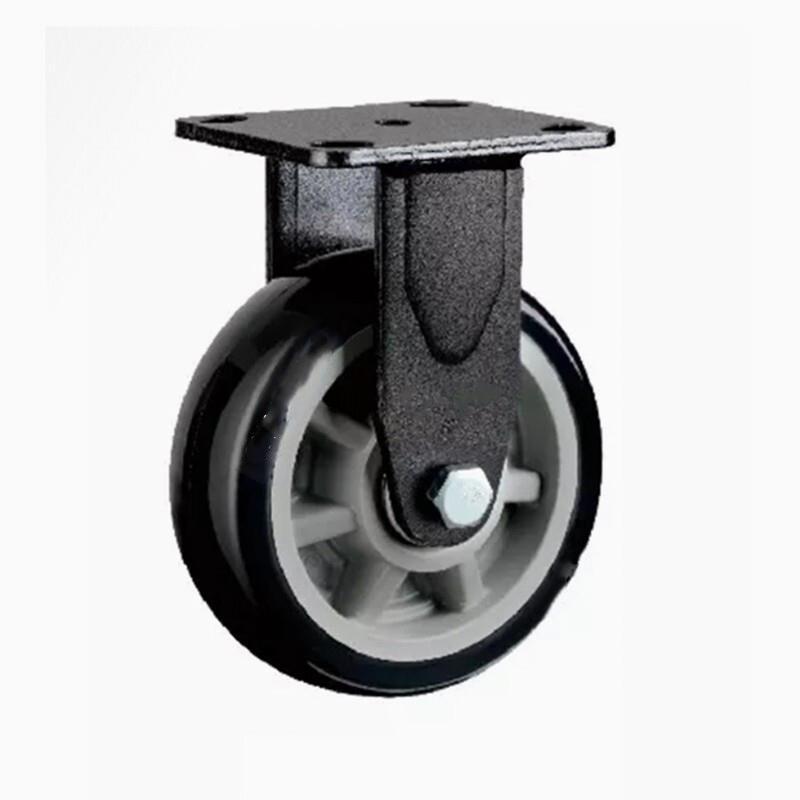 8 Pieces / Box 8 Inch Fixed Heavy Duty Caster Gray Core Black Polyurethane (PU) Caster Directional Wheel