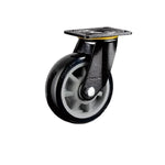 5 Inch Plate Swivel Casters 4PCS PU Heavy Duty Wheels Gray Core Black Polyurethane Caster Universal Wheel - 4PCS