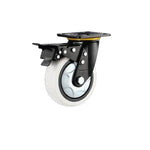 8 Inch Plate Swivel Casters 6Pcs Heavy Duty Milky White Nylon (PA) Wheel Flat Bottom Universal Wheel with Double Brake - 6Pcs