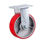 6 Inch Red Fixed Heavy Duty Casters 4pcs Pack Iron Core Polyurethane Caster Directional Wheel with Double Ball Bearings- 4pcs