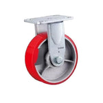 5 Inch Fixed Heavy Duty Casters 4Pcs Iron Core Red Polyurethane Caster Directional Wheel with Double Ball Bearings - 4Pcs