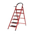 1.8m Red Herringbone Ladder 6 Steps Folding Ladder Thickening Telescopic Steel Climbing Ladder Multifunctional Herringbone Ladder Bearing 150kg