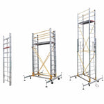 6.3m Aluminum Alloy Scaffold 2200 * 2100 * 6300 Mm Folding Lifting Platform With Wheel Movable Frame Engineering Ladder Mobile Scaffold