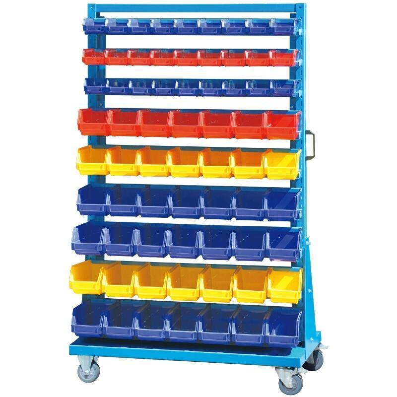 Blue 1000×610×1680mm Single Side 9-layer Parts Box Cart (including 69 Back Hanging Parts Boxes)