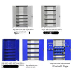 Heavy Duty Tool Cabinet Storage With Hanging Board Multi Function Thickened Double Door Factory Workshop Storage- Blue No Net