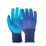 15 Pieces Labor Protection Gloves Embossed Anti Slip Wear Resistant Latex Labor Protection Gloves Flat Hanging Dipped Rubber Labor Protection Gloves Blue