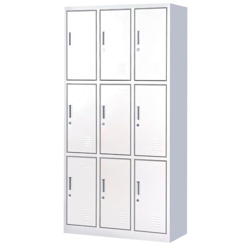 SW-843 Factory Thickened Office Steel Sheet Locker With Lock Mall Storage Documents Supplies Deposit Cabinet Bathroom 9 Doors