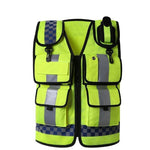 Reflective Vest Multi Function Multi Pocket Patrol Duty Reflective Vest Traffic Reflective Vest Lettering Safety Protective Clothing One Size Fits All