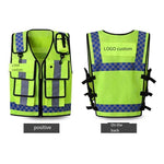 Reflective Vest Multi Function Multi Pocket Patrol Duty Reflective Vest Traffic Reflective Vest Lettering Safety Protective Clothing One Size Fits All