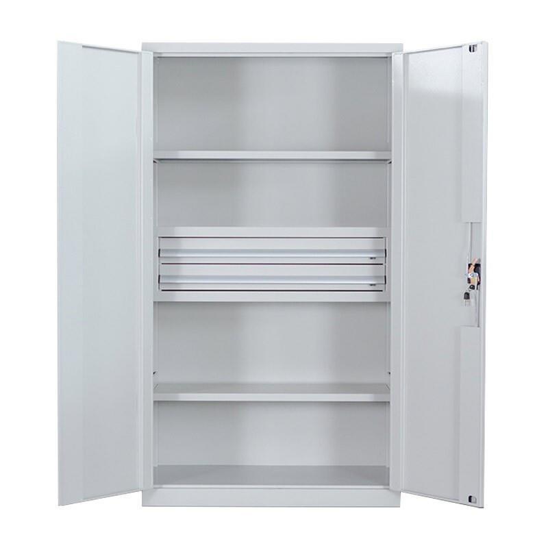 Heavy Duty Tool Cabinet 1000 * 500 * 1800mm Gray White Inner Two Draw Two Layer Plate Meshless Hardware Tool Factory Workshop Storage And Finishing Cabinet