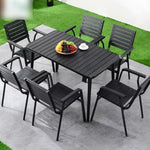 Outdoor Plastic Wood Tables And Chairs Villa Outdoor Courtyard Garden Leisure Balcony Tables And Chairs Combination 4 Armrest+ 1 Square Table 70cm