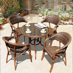 Outdoor Table And Chair Rattan Chair Three Or Five Pieces Set Outside Rattan Table Rattan 2 Chairs + 70 CM Rattan Round Table